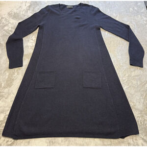 The White Company Wool Cashmere Sweater Dress Small Navy Long Sleeve Pockets